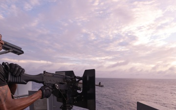 USS America (LHA 6) Conducts Crew-Served Weapons Shoot