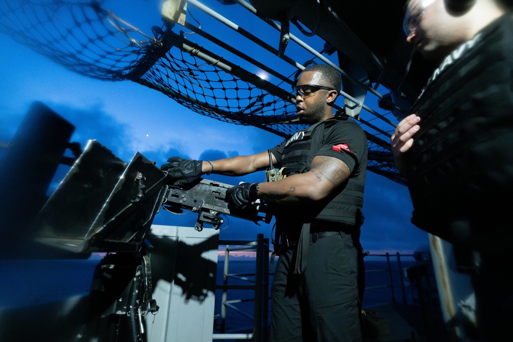USS America (LHA 6) Conducts Crew-Served Weapons Shoot