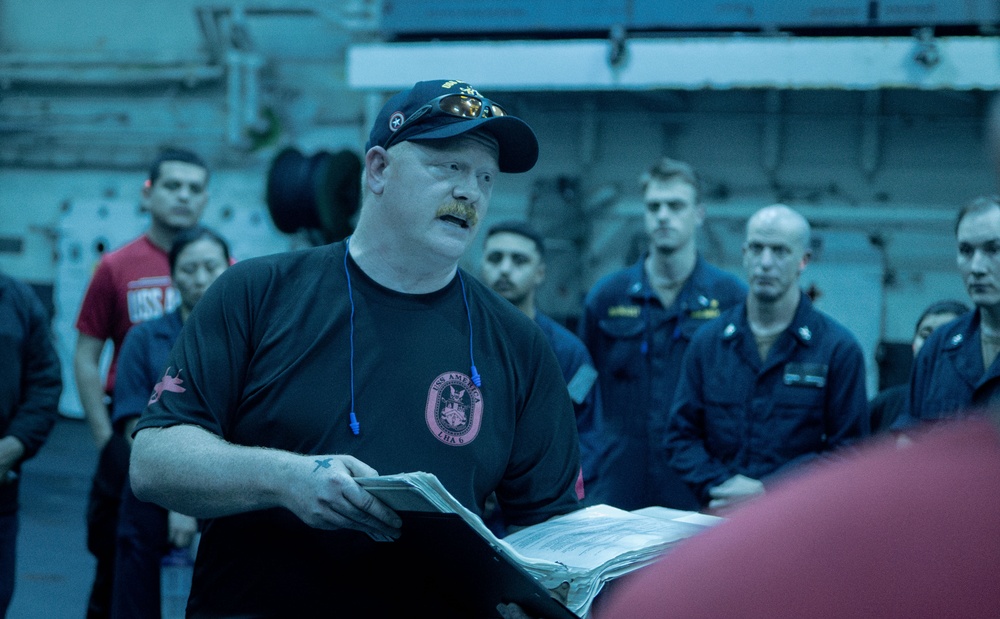 USS America (LHA 6) Conducts Small Arms Gun Shoot