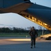 Marine Corps Capt. Justin Miller clears C-130 Hercules