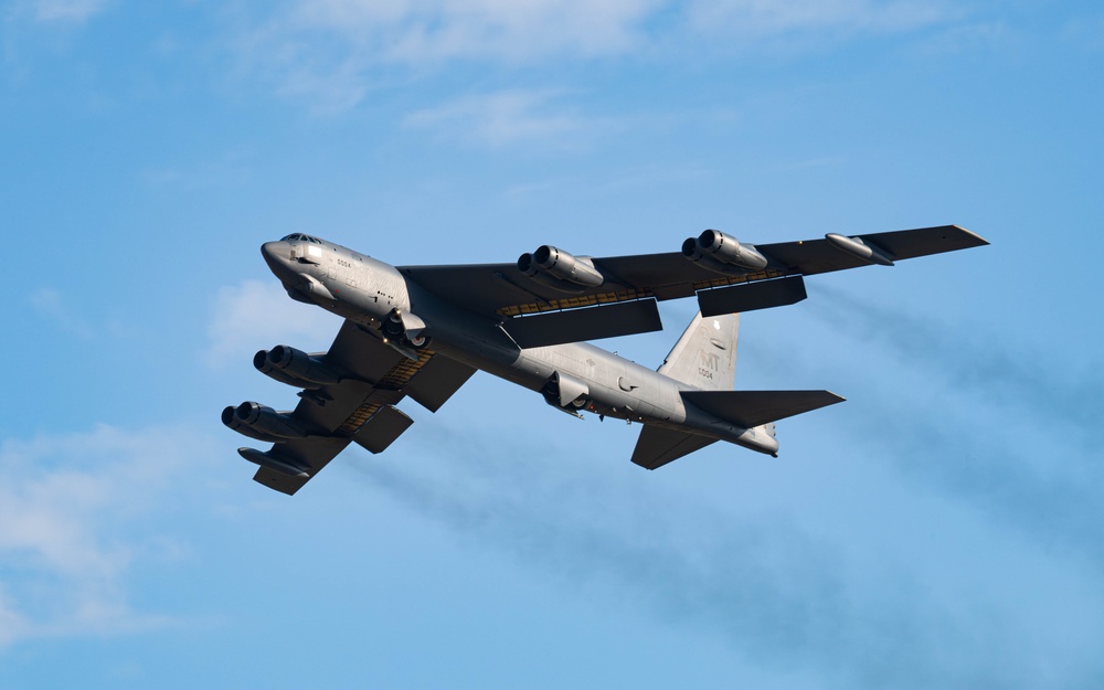 U.S. B-52s take off for mission in support of Bomber Task Force Europe