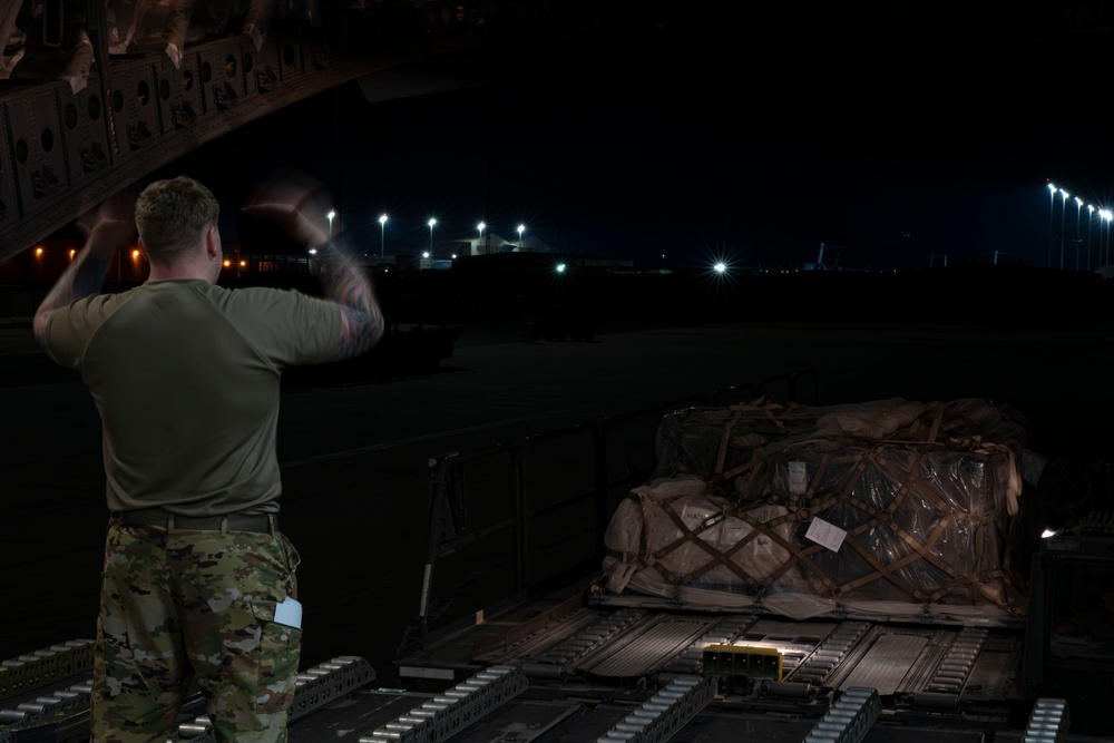 Globemasters transport cargo around the AOR