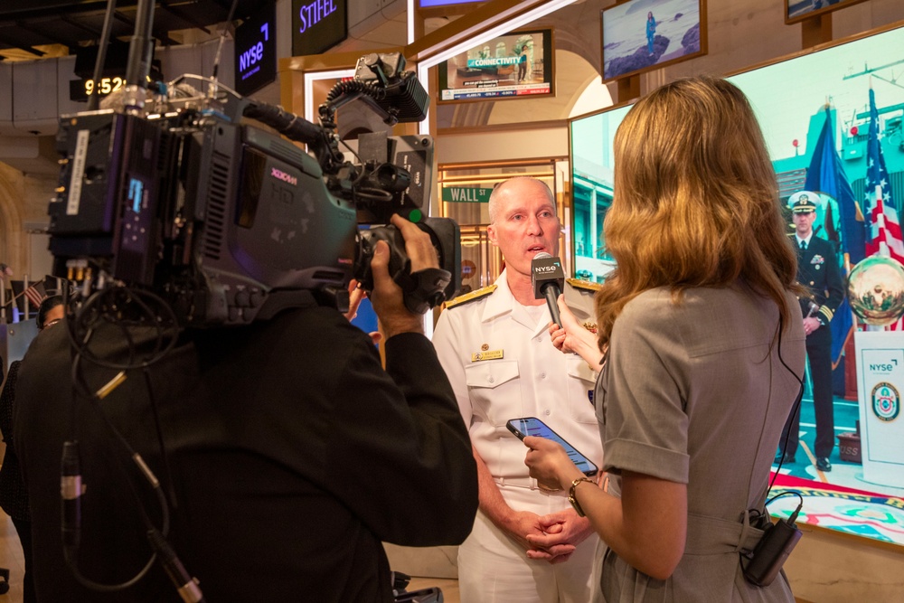 Service members attend opening bell at New York Stock Exchange during Fleet Week New York