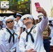 Fleet Week New York 2025 Times Square red steps group photo