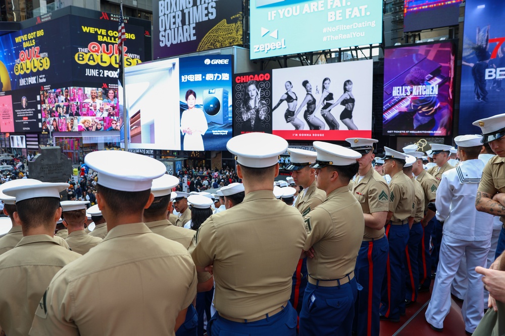 U.S. Marines gather in Times Square during Fleet Week New York 2025