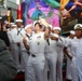 Fleet Week New York 2025 Times Square red steps group photo