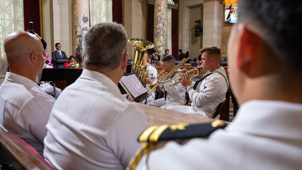 Los Angeles City Council presentation featuring Navy Band Southwest Brass Quintet