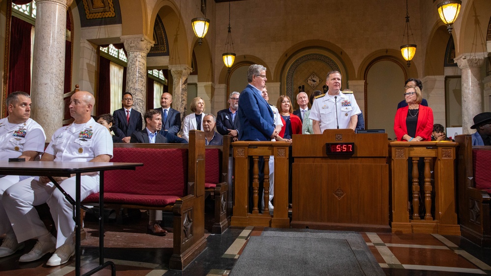 Los Angeles City Council presentation featuring Navy Band Southwest Brass Quintet