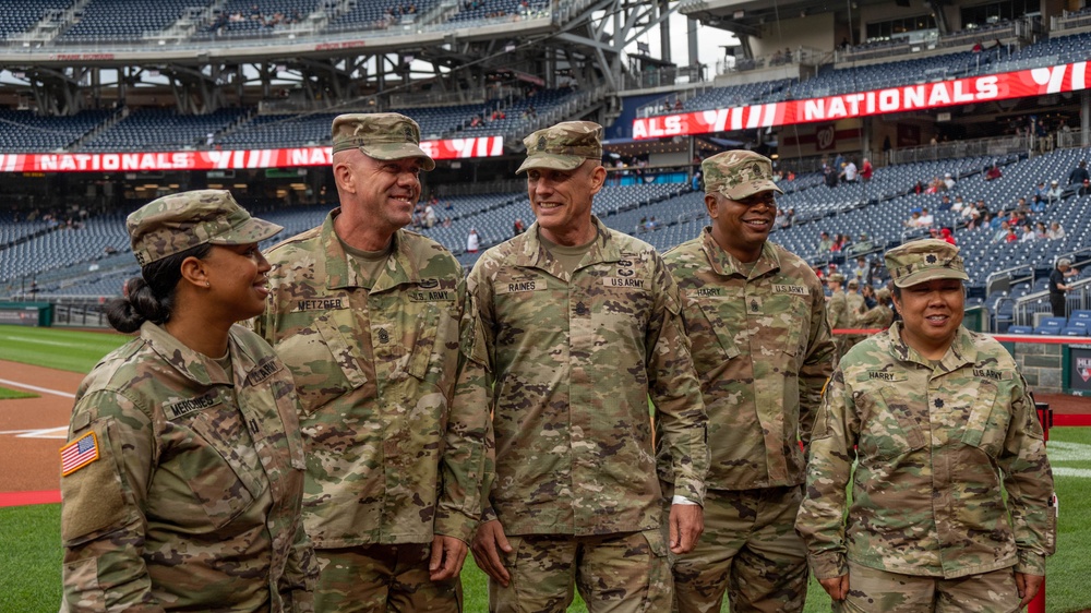 Maryland Guardsmen and the Maryland ChalleNGe Academy support National Guard Day at the Nationals Park
