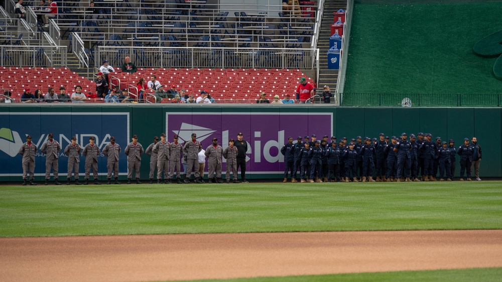 Maryland Guardsmen and the Maryland ChalleNGe Academy support National Guard Day at the Nationals Park