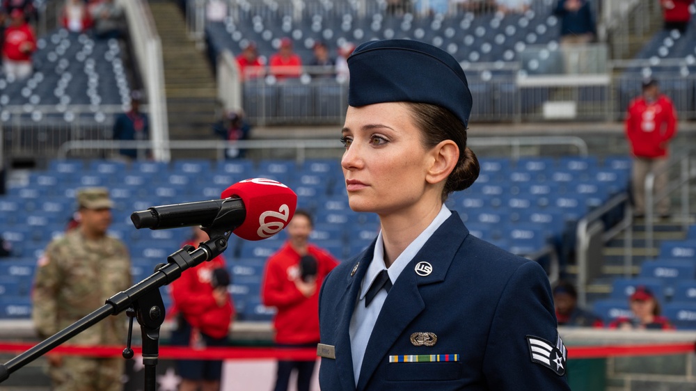 Maryland Guardsmen and the Maryland ChalleNGe Academy support National Guard Day at the Nationals Park