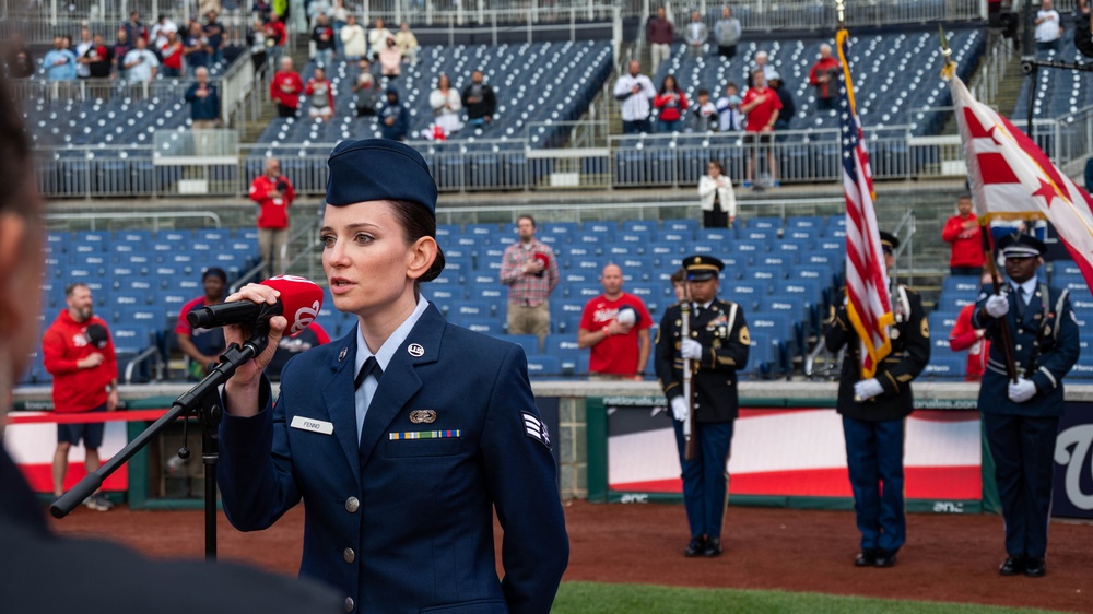 Maryland Guardsmen and the Maryland ChalleNGe Academy support National Guard Day at the Nationals Park