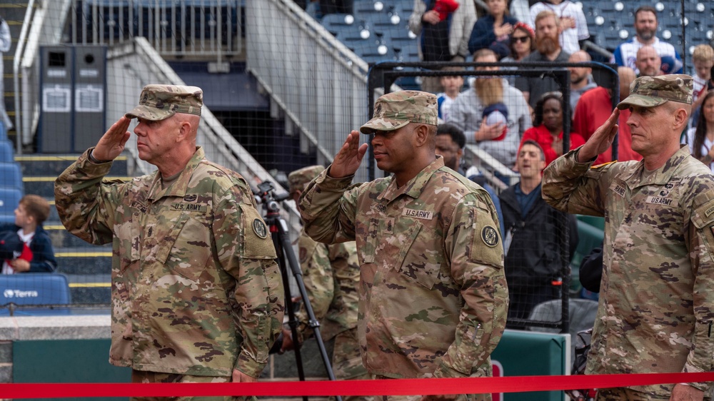 Maryland Guardsmen and the Maryland ChalleNGe Academy support National Guard Day at the Nationals Park