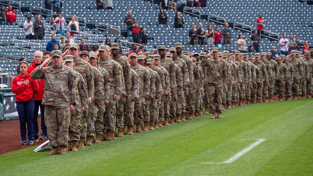 Maryland Guardsmen and the Maryland ChalleNGe Academy support National Guard Day at the Nationals Park