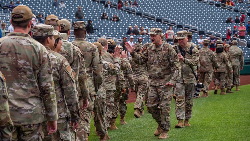 Maryland Guardsmen and the Maryland ChalleNGe Academy support National Guard Day at the Nationals Park