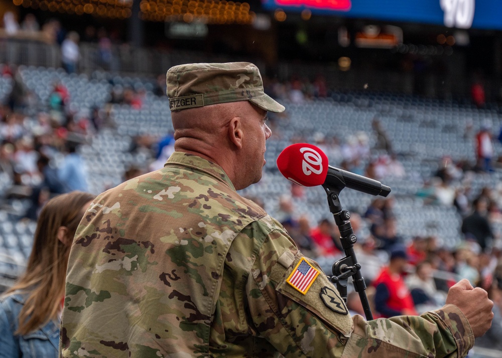 Maryland Guardsmen and the Maryland ChalleNGe Academy support National Guard Day at the Nationals Park