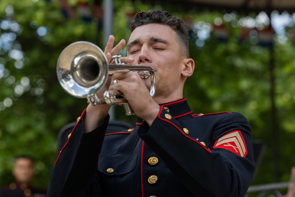 1st MARDIV Band Performs at Chateau-Thierry, France