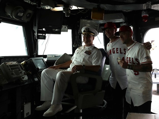 Los Angeles Angels tour U.S. Navy ship