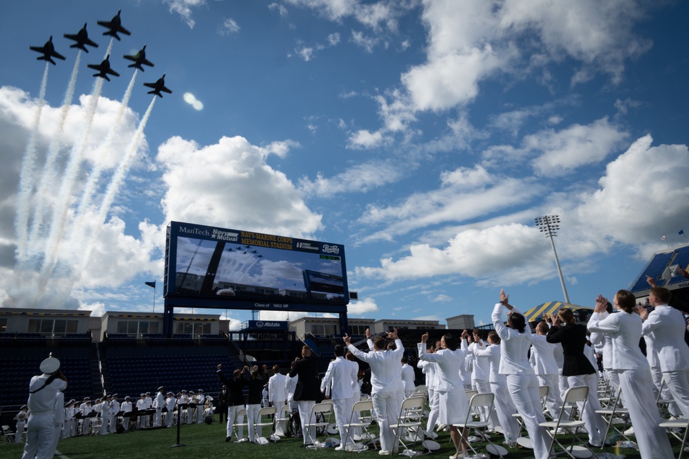 Graduates Celebrate Blue Angels Flyover at U.S. Naval Academy Class of 2025 Commissioning Ceremony
