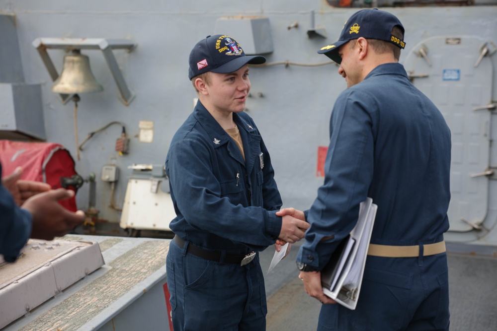 Sailor Reenlists onboard Truxtun