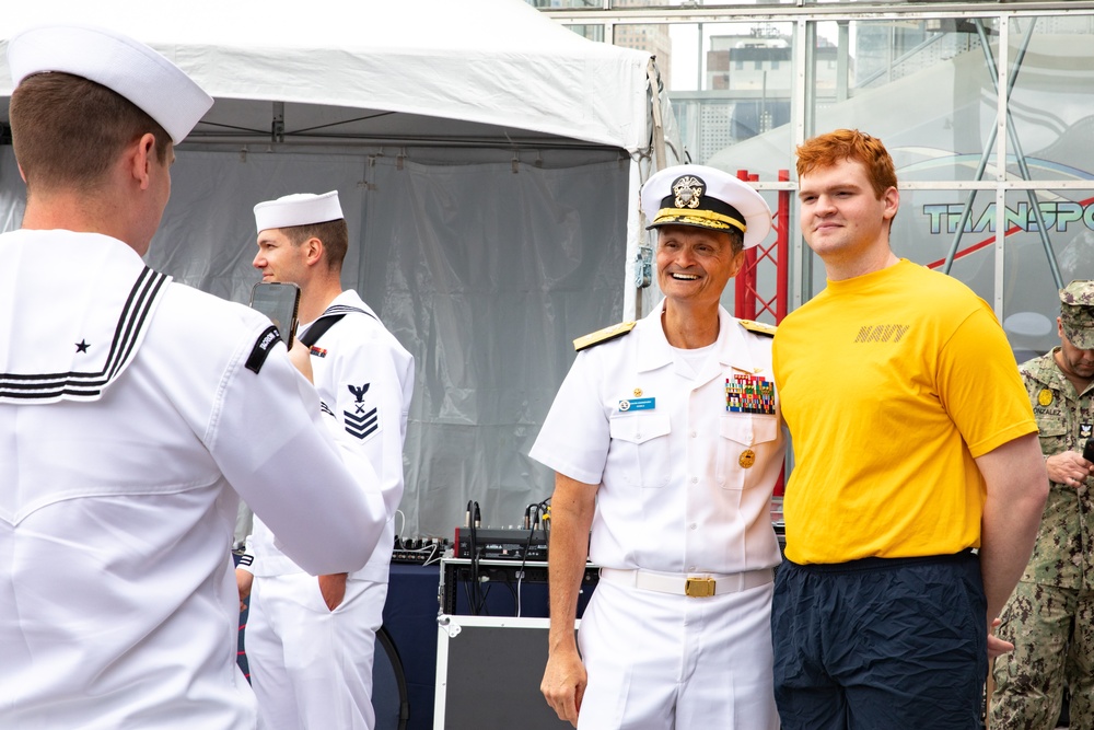 Intrepid Museum hosts an event with the Harlem Globetrotters and servicemembers