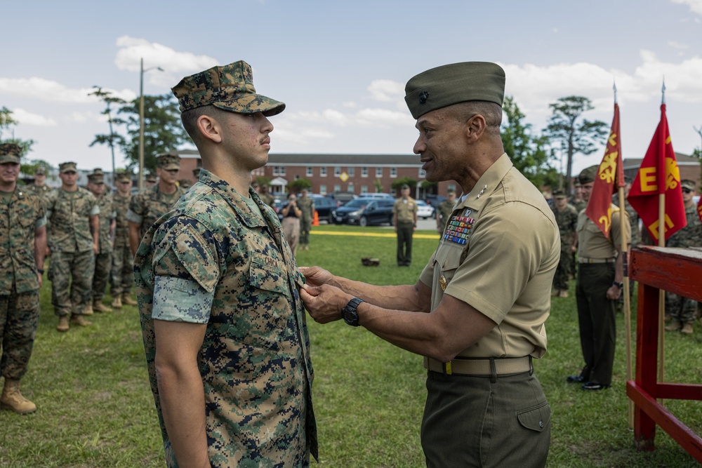 2d Battalion, 6th Marine Regiment Receives the Lieutenant General Chesty Puller Outstanding Award