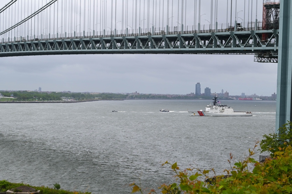 U.S. Coast Guard and Navy vessels participate in the Parade of Ships for Fleet Week New York 2025
