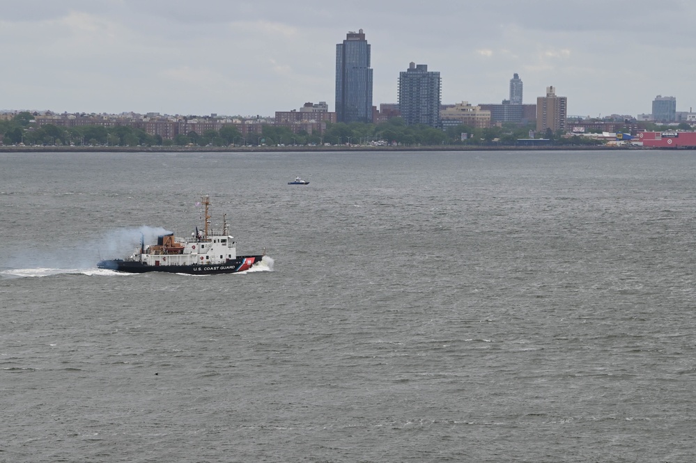 U.S. Coast Guard and Navy vessels participate in the Parade of Ships for Fleet Week New York 2025