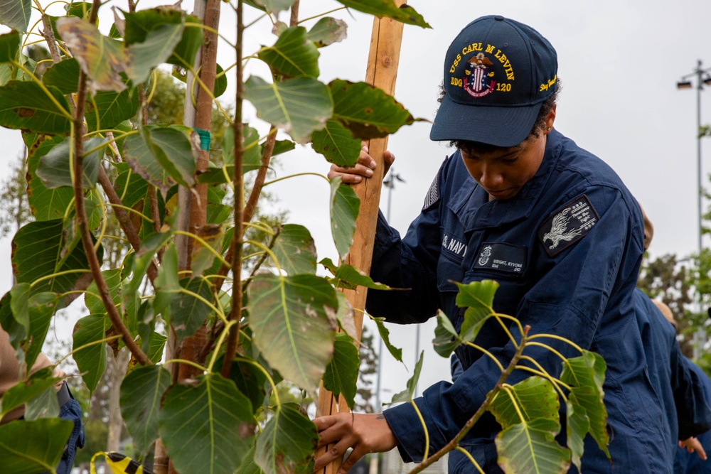 Sailors and Marines Volunteer at Westchester Park for LA Fleet Week