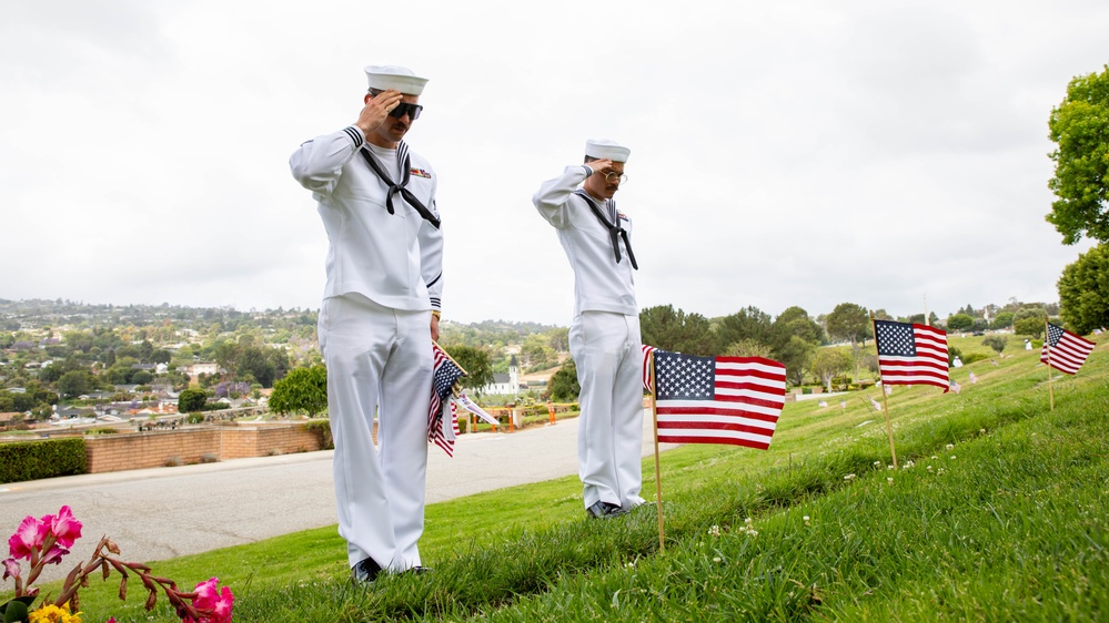 Green Hills Memorial Park Flag Laying Community Event during Los Angeles Fleet Week