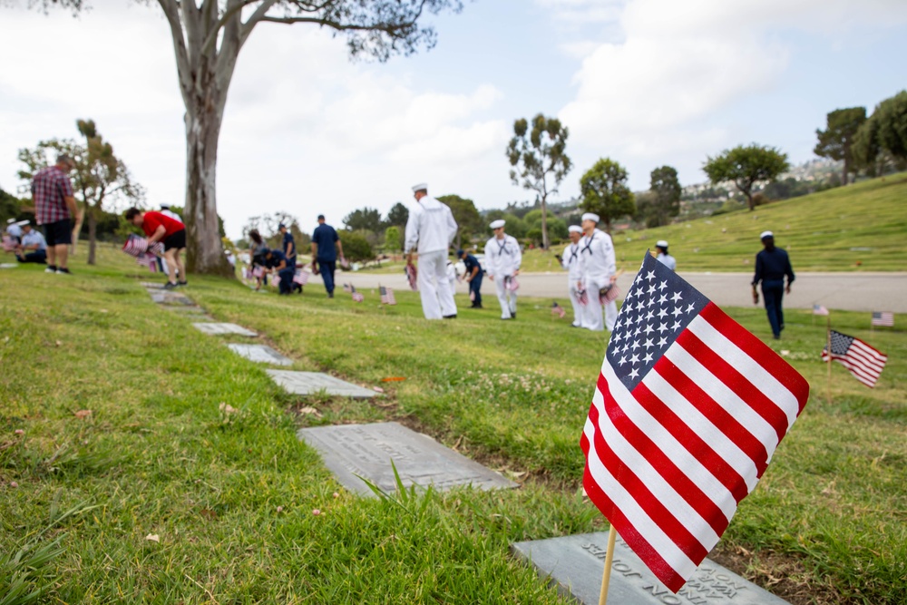 Green Hills Memorial Park Flag Laying Community Event during Los Angeles Fleet Week