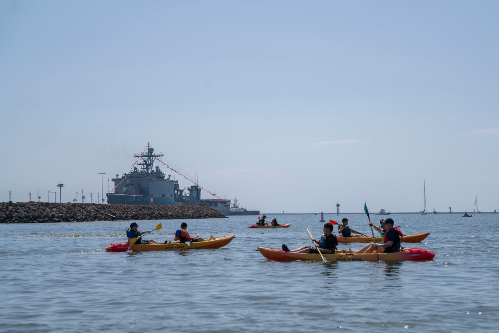 U.S. Sailors and Marines visit the Cabrillo Beach Youth Center for LA Fleet Week