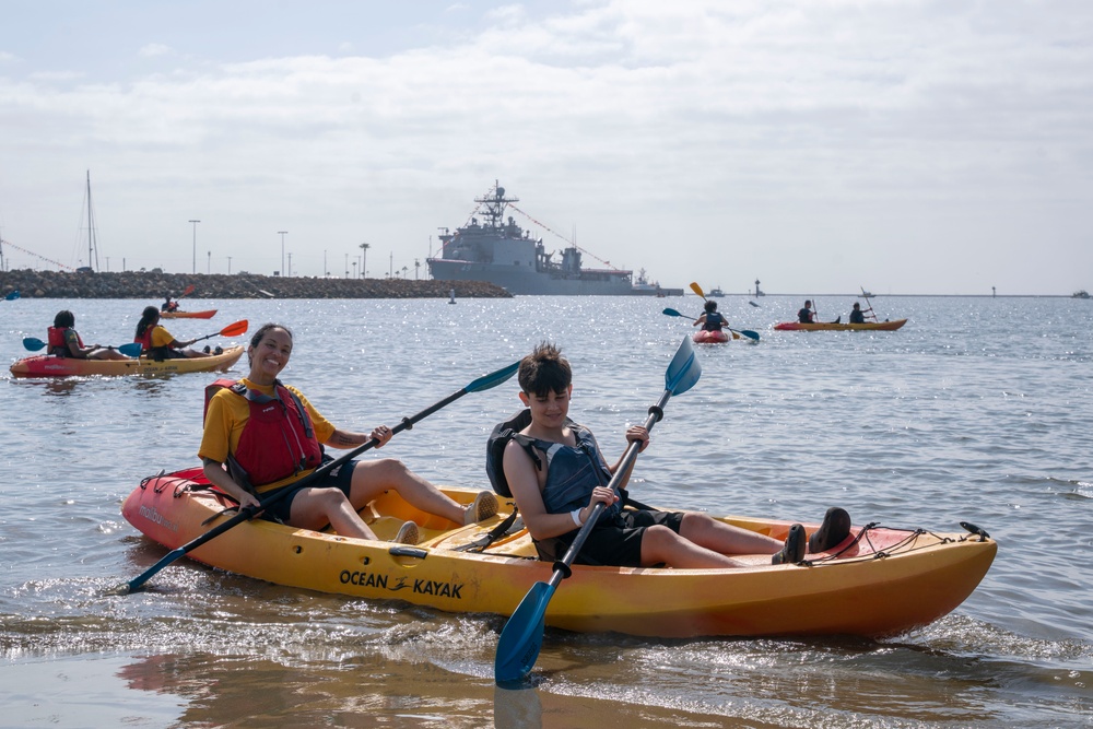 U.S. Sailors and Marines visit the Cabrillo Beach Youth Center for LA Fleet Week