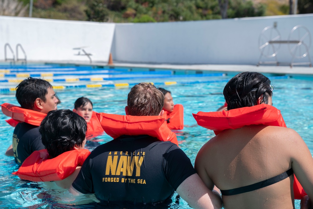 U.S. Sailors and Marines visit the Cabrillo Beach Youth Center for LA Fleet Week