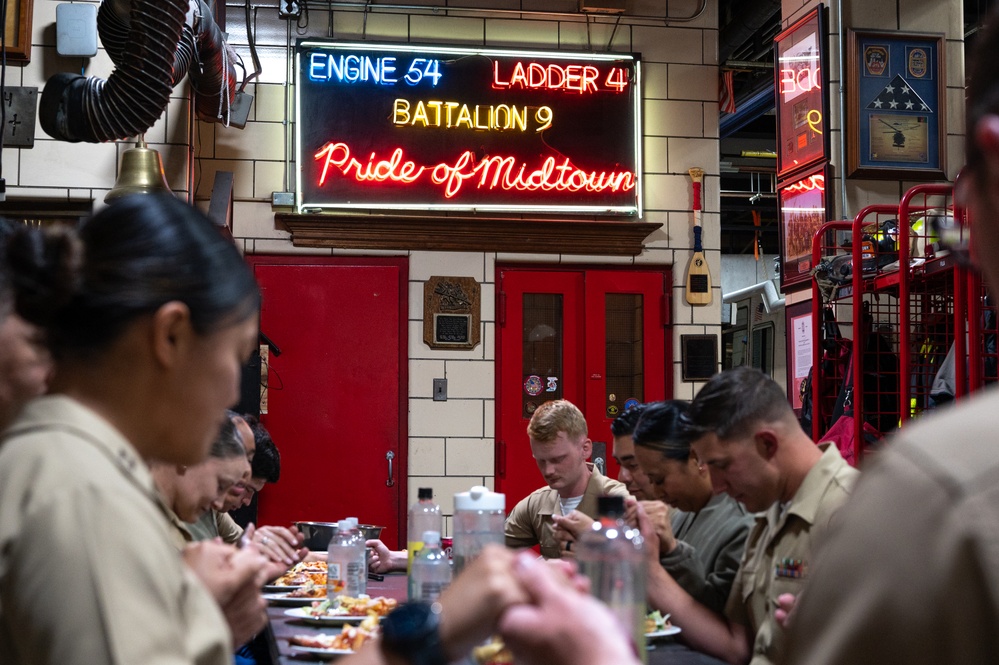 FWNY25: FDNY Engine 54, Ladder 4, Battalion 9, host's dinner for U.S. Marines