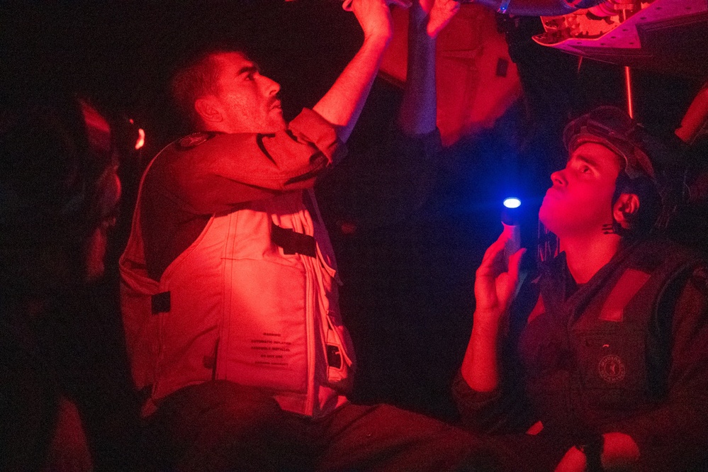 Marines Aboard USS America (LHA 6) Conduct Aircraft Maintenance