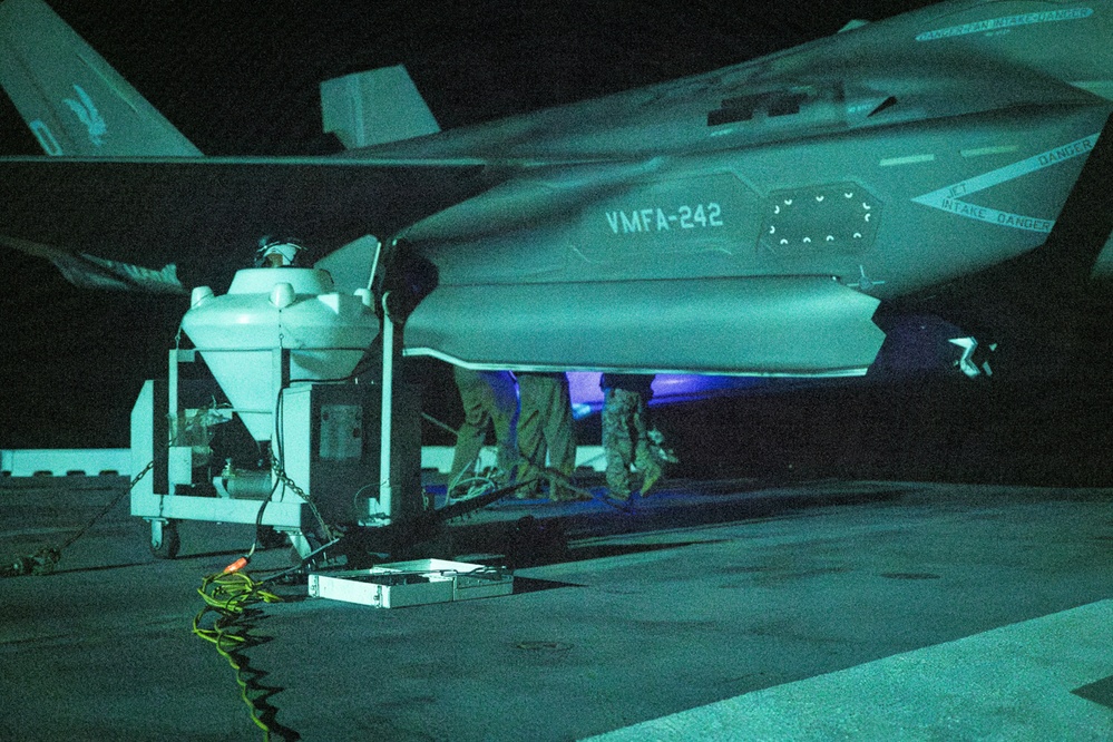Marines Aboard USS America (LHA 6) Conduct Aircraft Maintenance