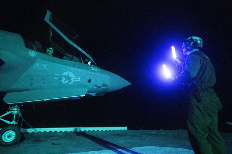Marines Aboard USS America (LHA 6) Conduct Aircraft Maintenance