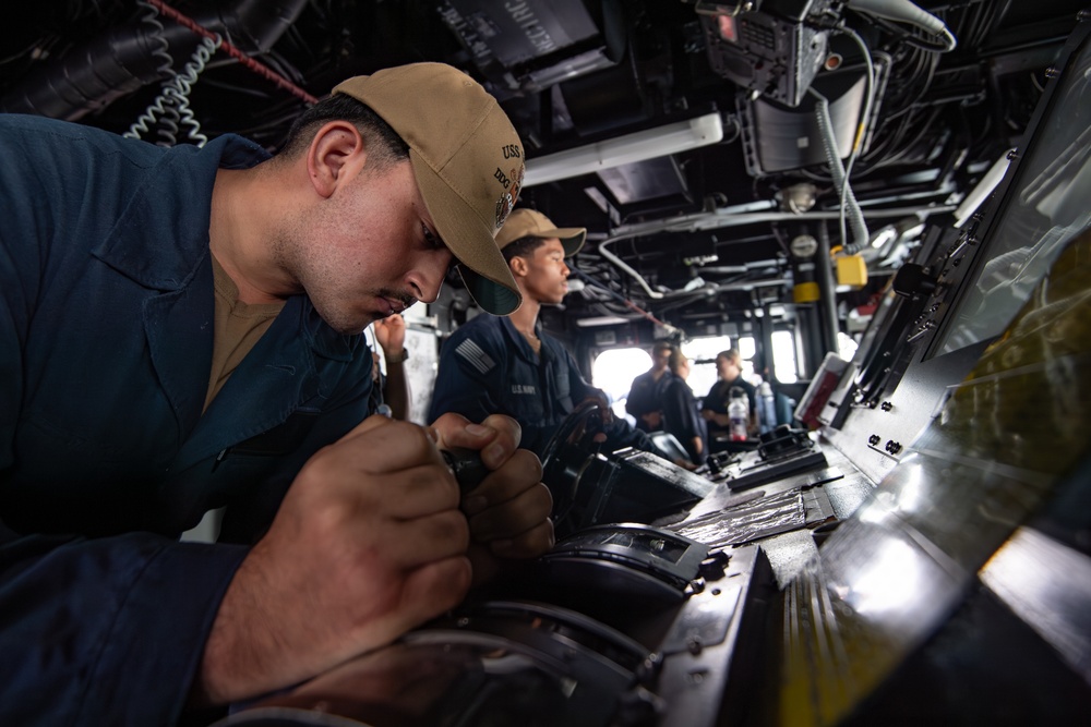 USS Gridley Departs Singapore