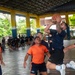 Members from the Legend-class USCGC Stratton compete in a game of basketball with Philippines Coast Guard in Puerto Princesa, Philippines