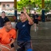 Members from the Legend-class USCGC Stratton compete in a game of basketball with Philippines Coast Guard in Puerto Princesa, Philippines