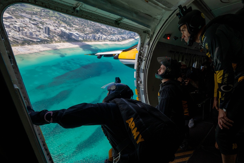The U.S. Army Parachute Team Jumps Into The Hyundai Air and Sea Show