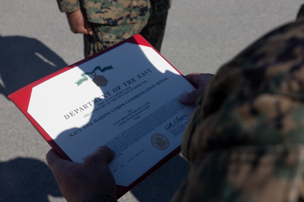 Staff Sgt. Edward Daise Awarded Navy and Marine Corps Commendation Medal