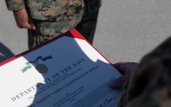 Staff Sgt. Edward Daise Awarded Navy and Marine Corps Commendation Medal