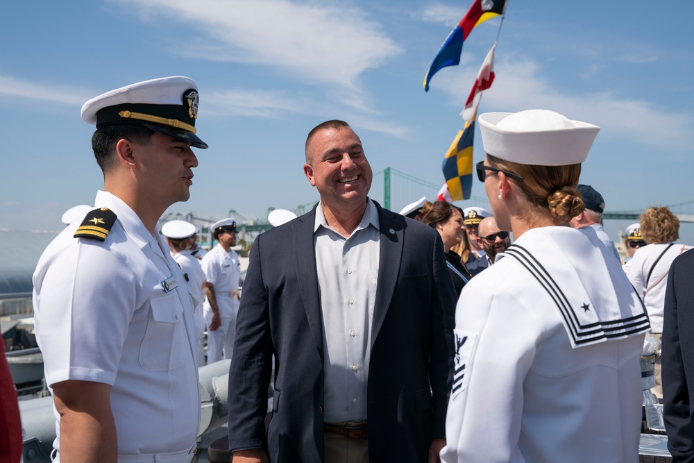 U.S Service Members and guests attend a reception during LA Fleet Week