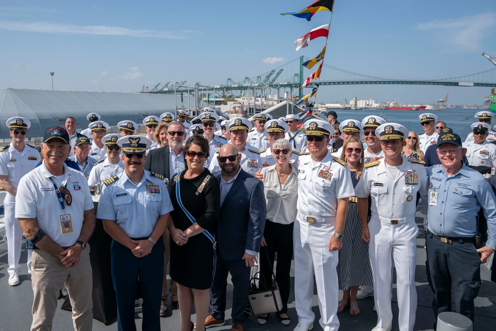 U.S Service Members and guests attend a reception during LA Fleet Week