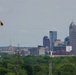 U.S. Army Parachute Team Soldier, an Indianapolis native, jumps ahead of Indy500