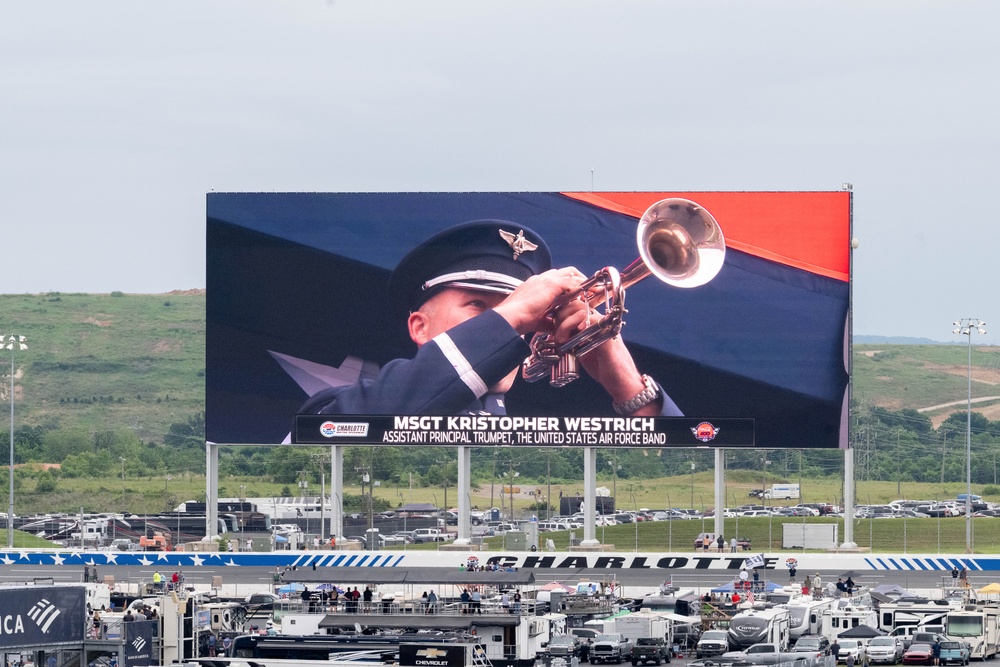 Air Force Band's Master Sgt. Westrich performs taps at Coca-Cola 600