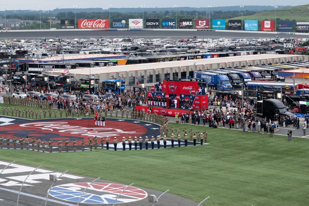 Air Force Band's Master Sgt. Westrich performs taps at Coca-Cola 600