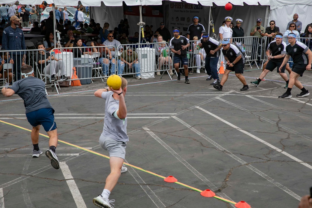 U.S. Navy, Marines and Coast Guardsmen play dodgeball